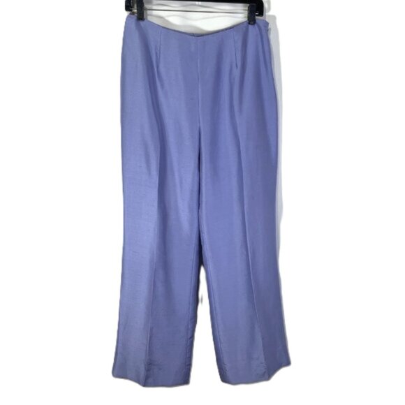 Ann Taylor Pants - Ann Taylor Silk Ankle Pants Size 10 Lavender Wide Leg Flat Front Lined